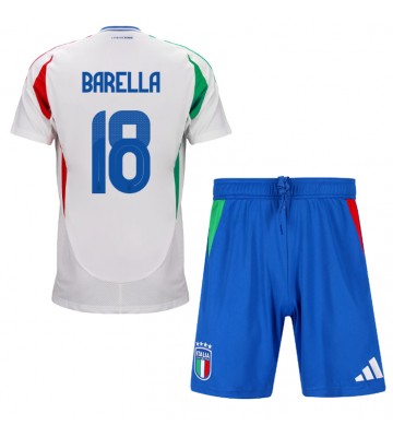 Italien Nicolo Barella #18 Replika Babytøj Udebanesæt Børn EM 2024 Kortærmet (+ Korte bukser)